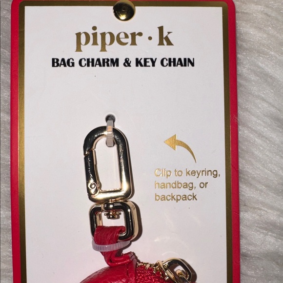 Piper K Red Heart Keychain with Gold Clip NWT - Picture 5 of 7
